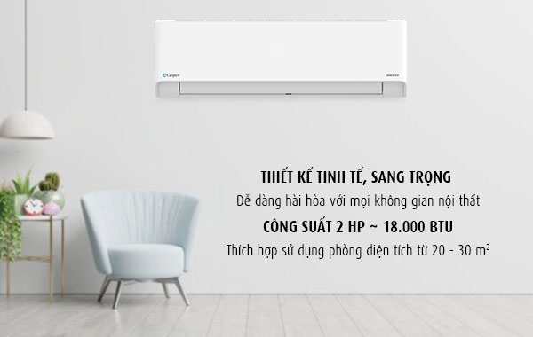 Máy lạnh Casper Inverter 2 HP HC-18IA32 - Thiết kế tinh tế và sang trọng, công suất 18.000 BTU